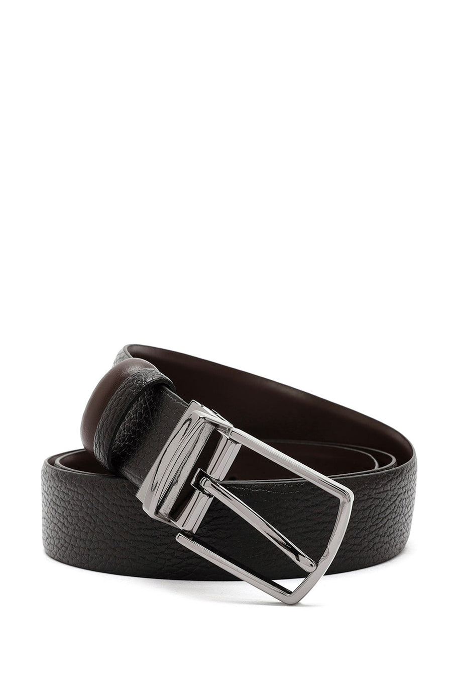 Men's Black Printed Leather Belt 000A2D1304714 | Derimod