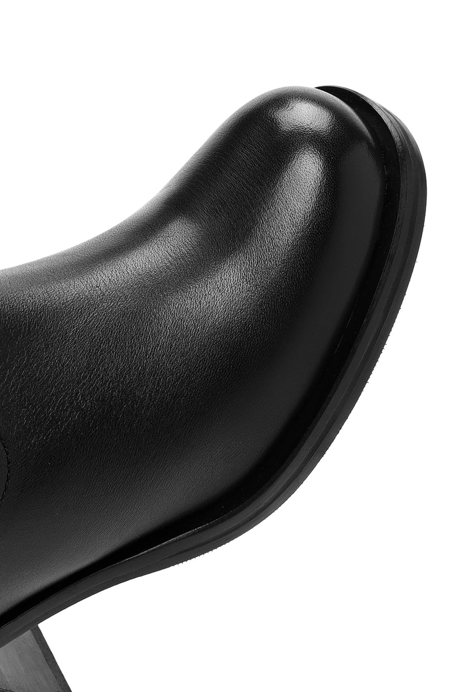 Women's Black Thick Heeled Leather Boots