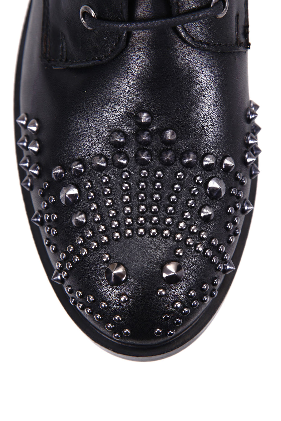 Women's Studded Leather Boots with Zipper Detail