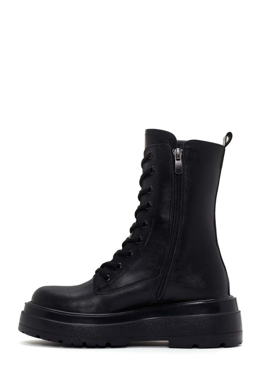 Women's Black Thick Soled Zippered Boots