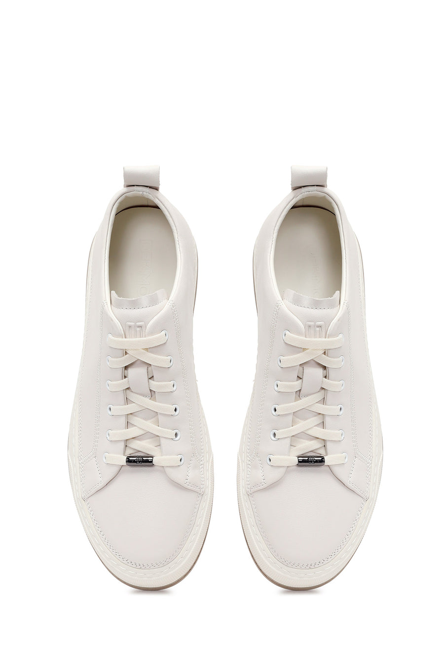 Erkek Beyaz Bağcıklı Deri Sneaker