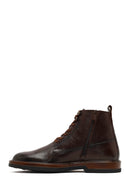 Male Brown Lace-Up Zip Closure Leather Casual Boots | Derimod