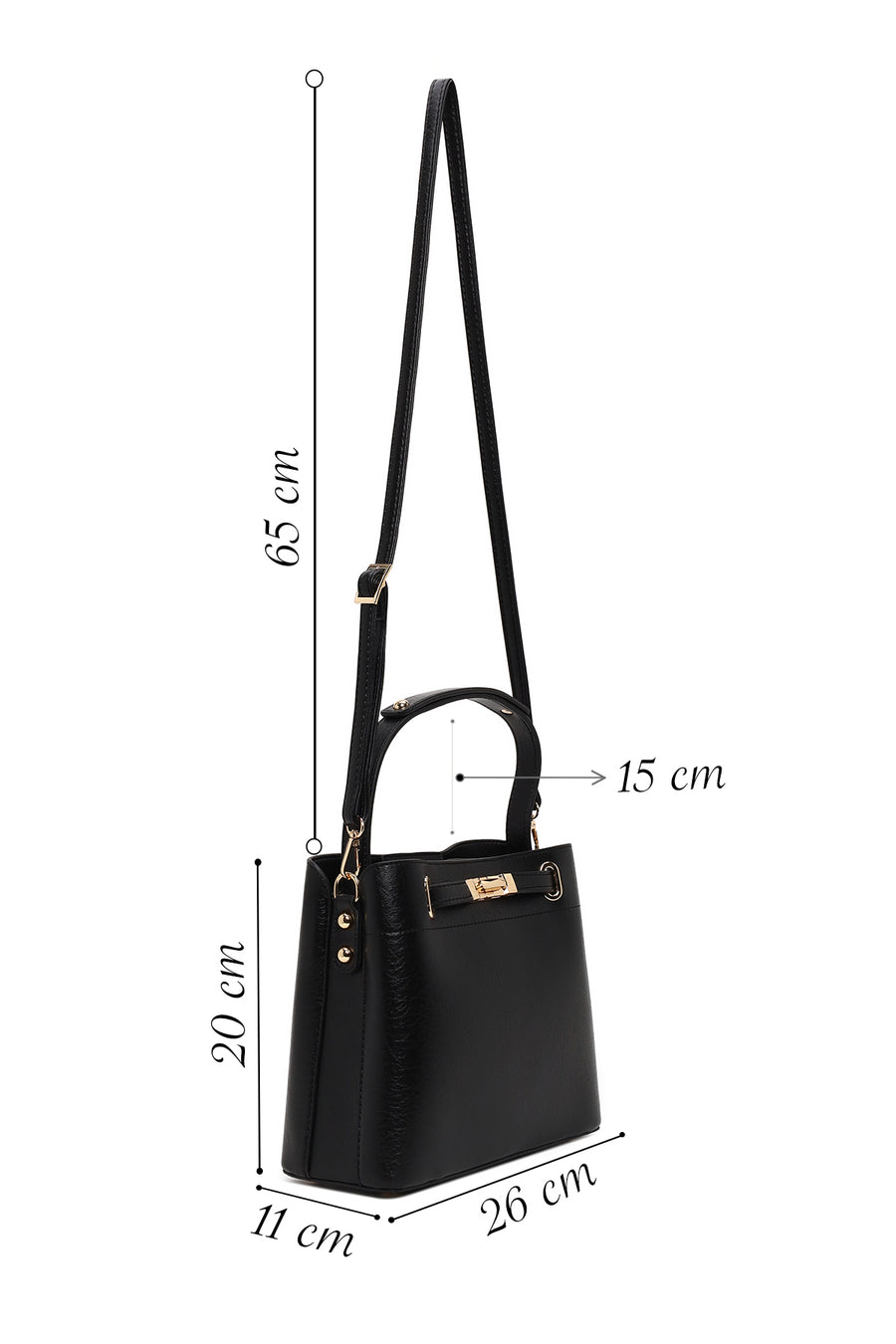 Woman Black Long-Strap Classic Shoulder Bag