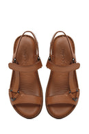 Women's Tan Leather Comfort Sandals | Derimod