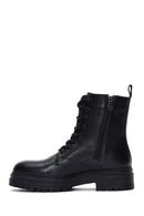 Women's Black Zippered Leather Boots | Derimod