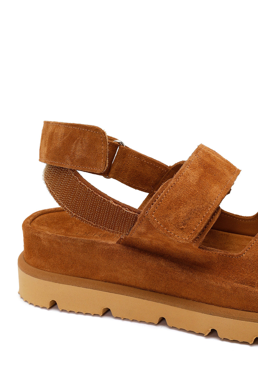 Woman Tan Strappy Thick-Soled Suede Sandal