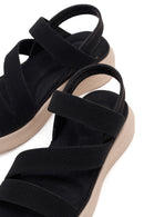 Women's Black Thick-Soled Fabric Comfort Sandals | Derimod