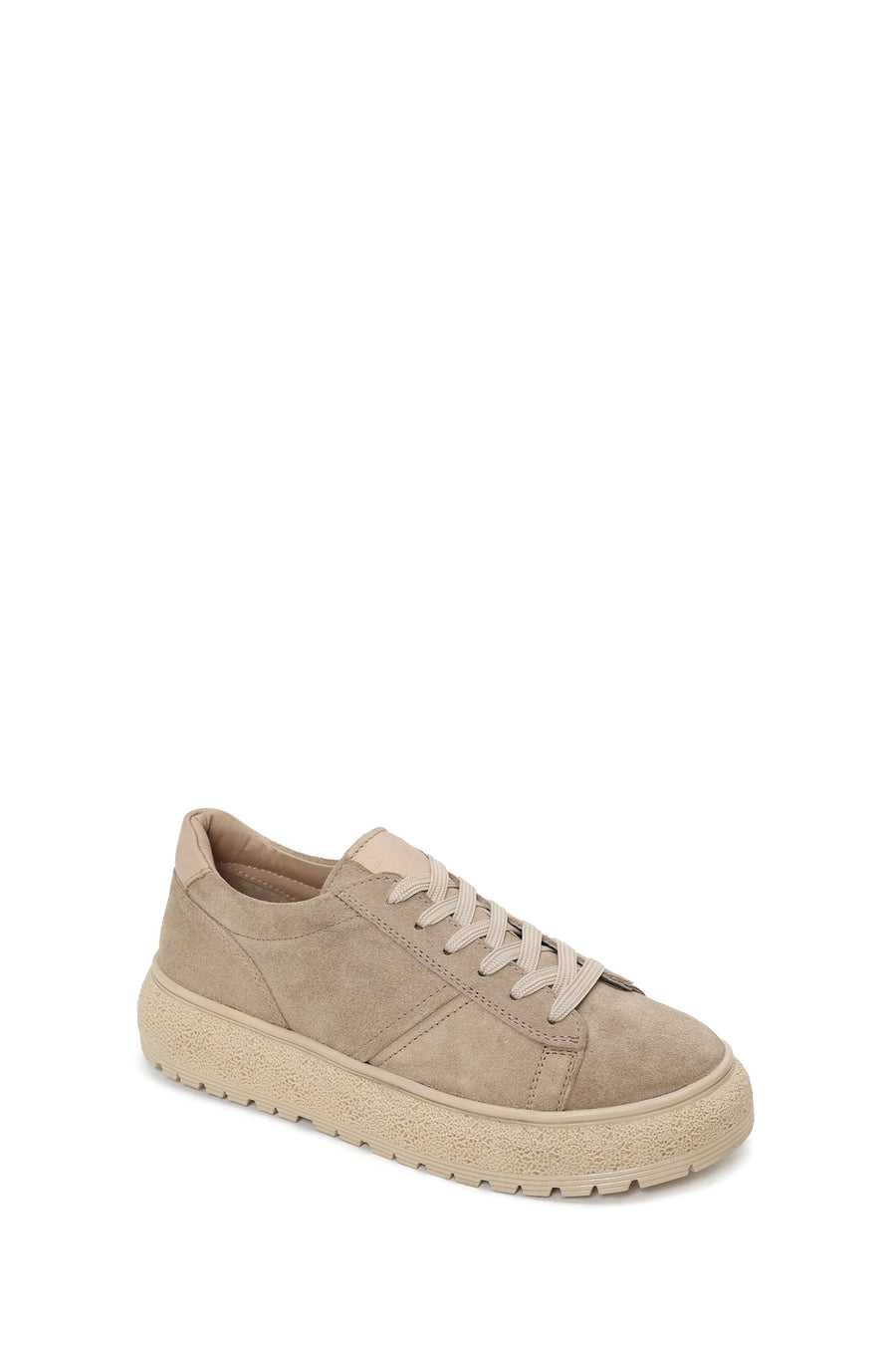 Woman Beige Lace-up Suede Leather Sneaker