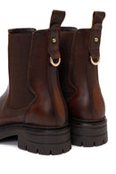 Woman Brown Thick-Soled Leather Chelsea Boots | Derimod