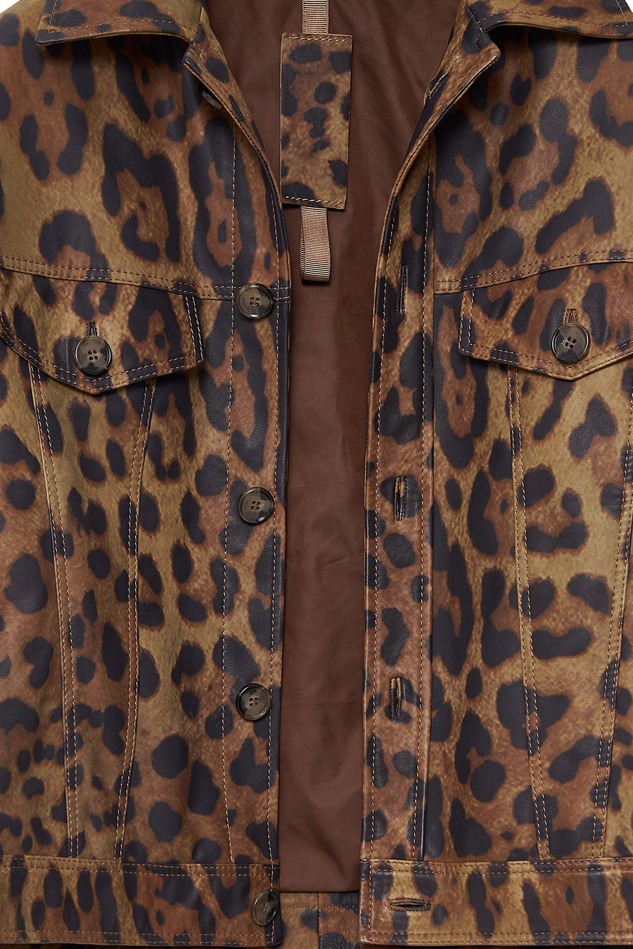 Valenza Women's Brown Leopard Patterned Leather Jacket