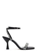 Women's Black Ankle Buckle Stoned Thin Heel Sandals | Derimod
