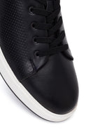 Erkek Siyah Bağcıklı Deri Sneaker | Derimod