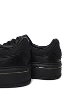 Erkek Siyah Bağcıklı Kalın Tabanlı Deri Sneaker | Derimod