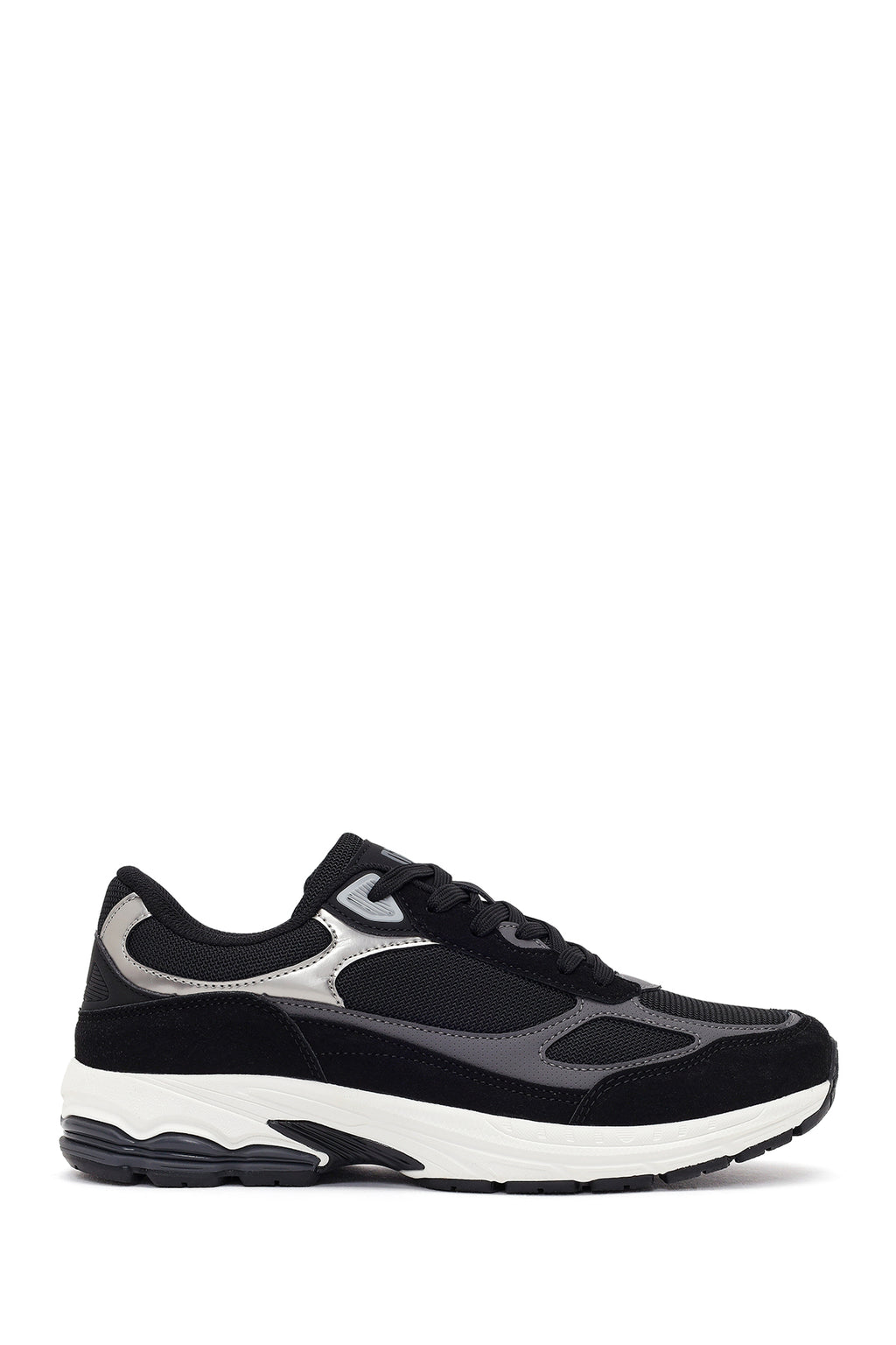 Erkek Siyah Kalın Tabanlı Bağcıklı Sneaker