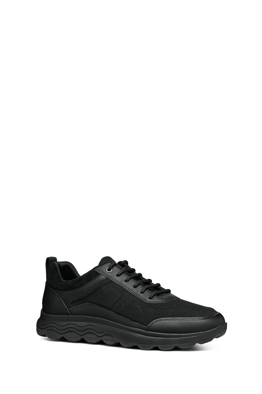 Geox Men's Black Spherica Lace-up Leather Sneaker