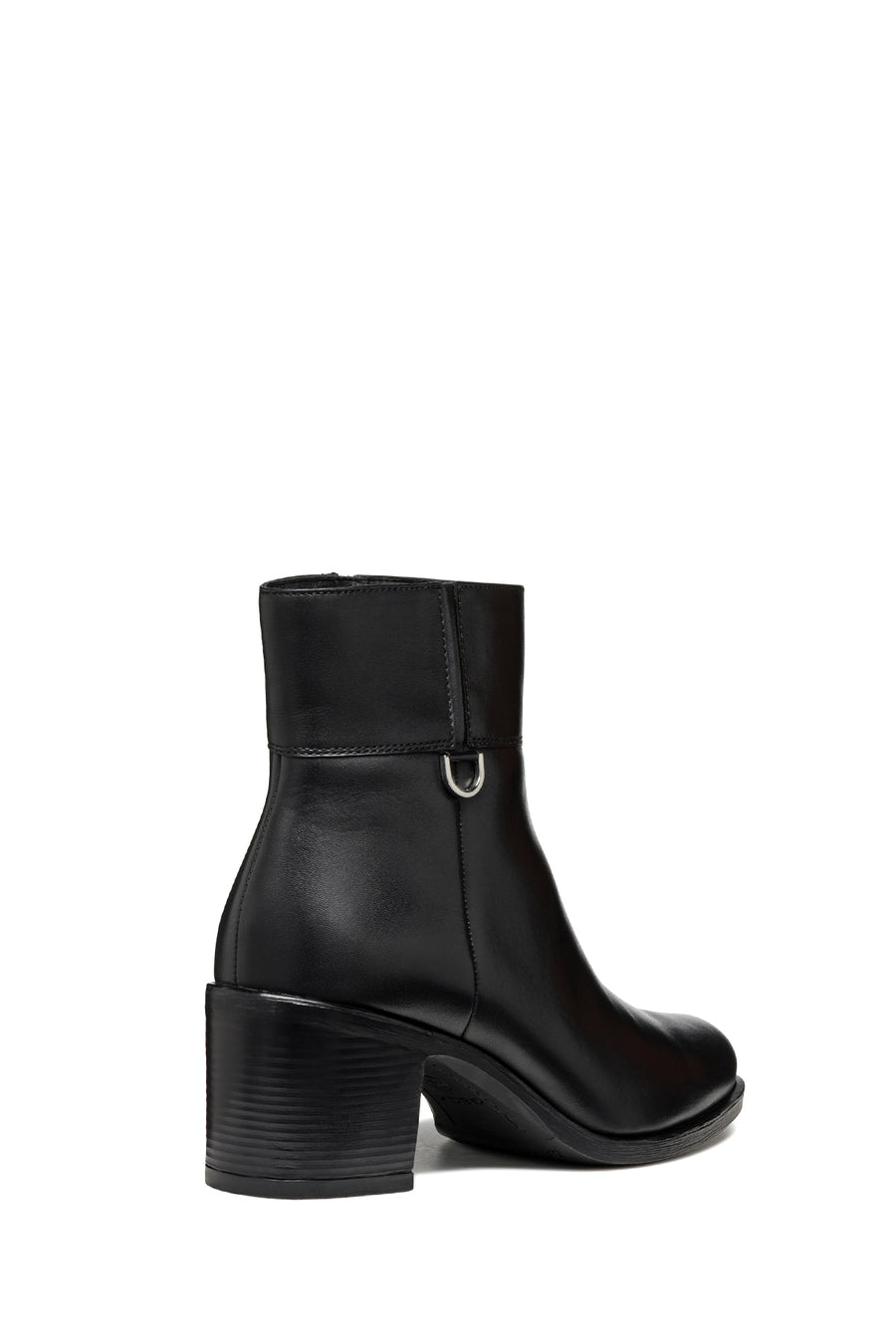 Geox Women's Black New Asheel Zippered Thick Heel Leather Boots