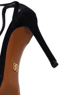 Woman Black Ankle-Buckle High Thin-Heeled Leather Sandal | Derimod