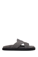 Male Grey Suede Slipper | Derimod