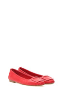 Red Women's Leather Ballerinas | Derimod