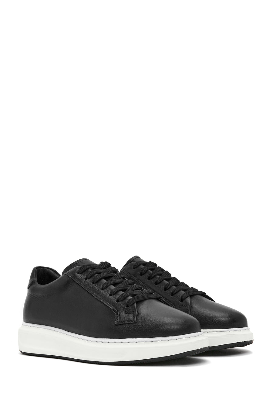 Men's Black Lace-up Leather Sneaker