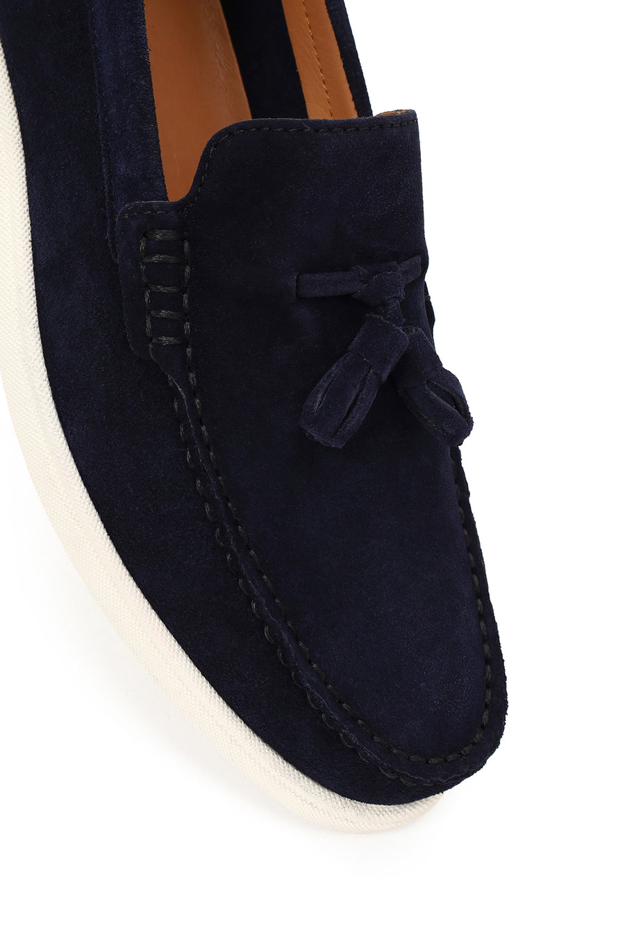 Erkek Lacivert Püsküllü Süet Deri Casual Loafer