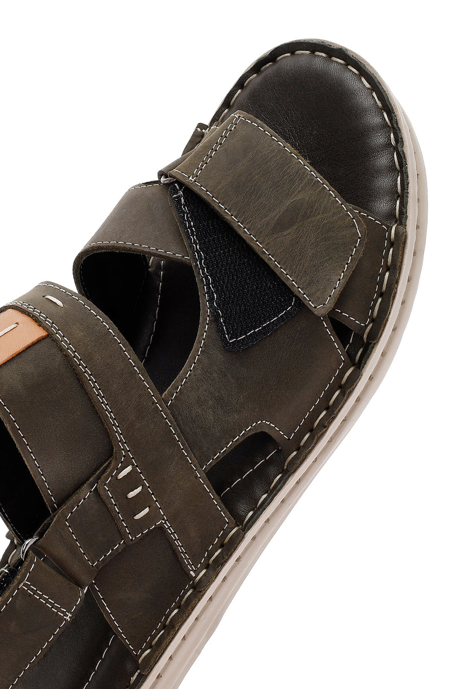 Men's Khaki Strappy Leather Sandals