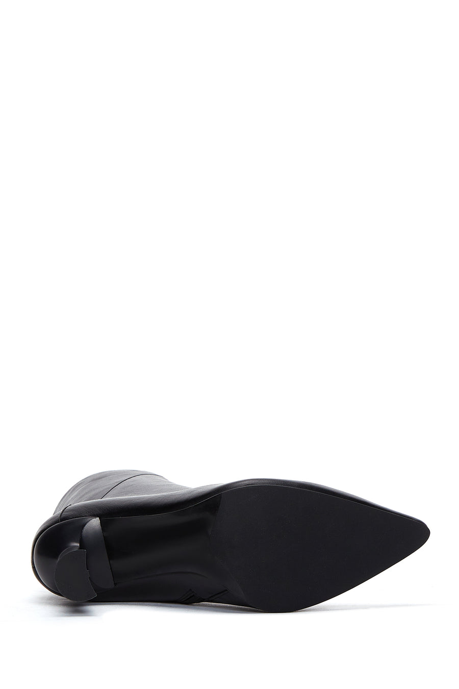 Woman Black Zip Closure Stiletto Heel Leather Boots