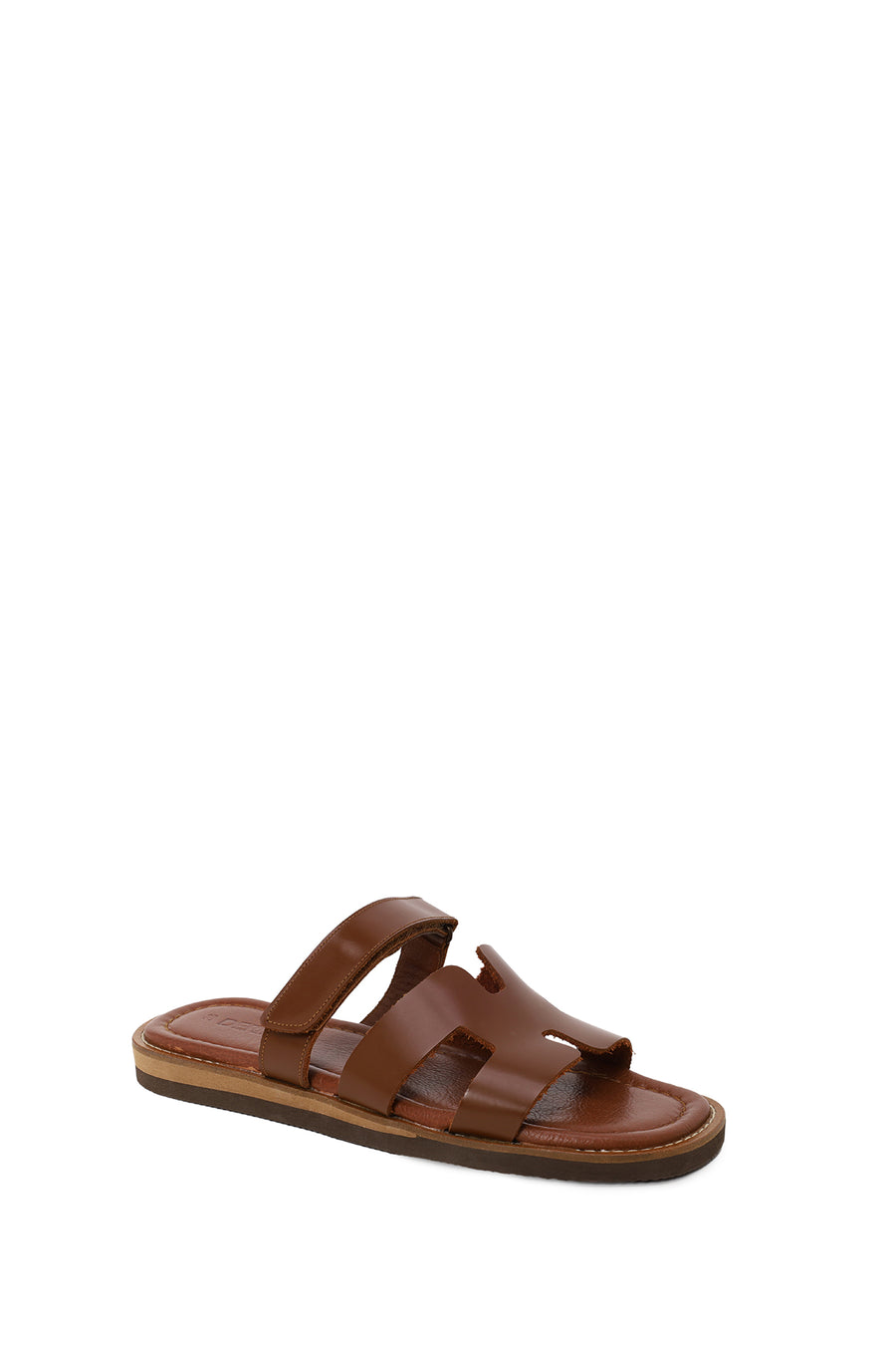Woman Brown Strapped Leather Slipper