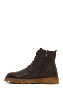 Men's Brown Zippered Thick-Soled Leather Boots | Derimod
