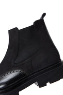 Men's Black Leather Chelsea Flat Boots | Derimod