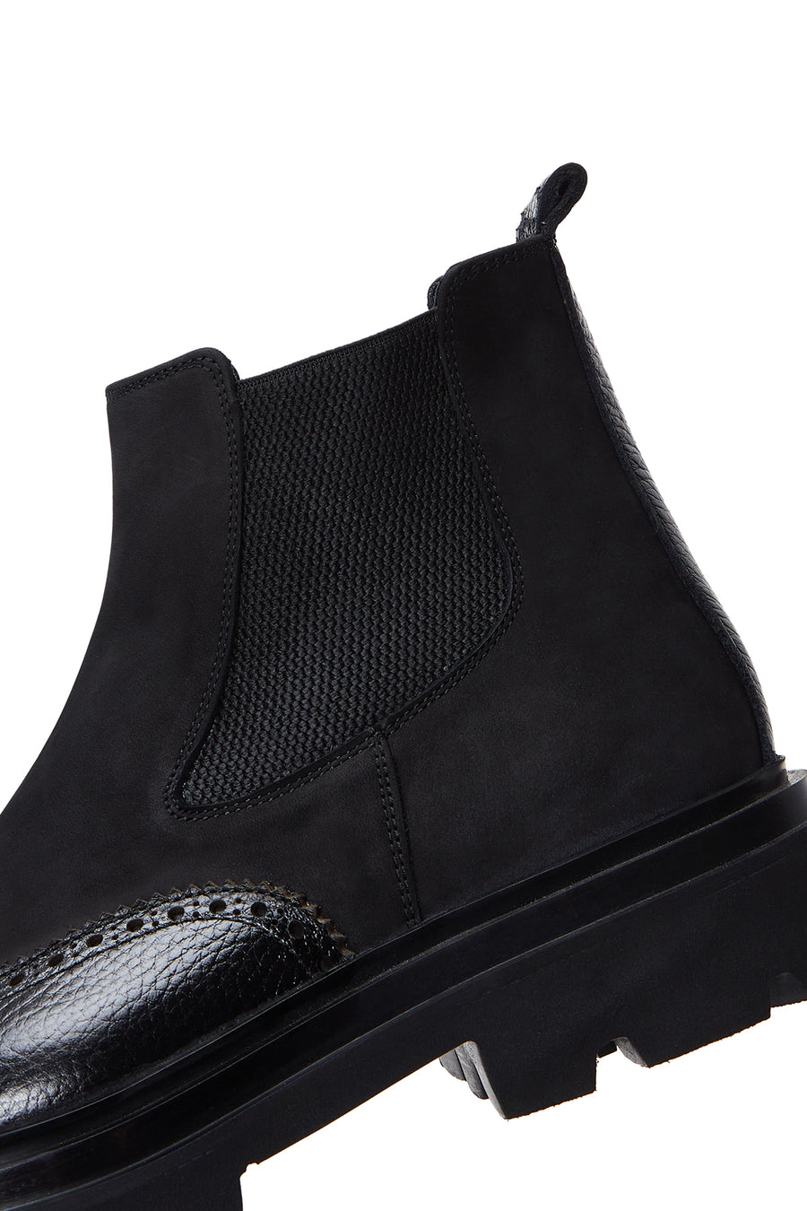 Men's Black Leather Chelsea Flat Boots