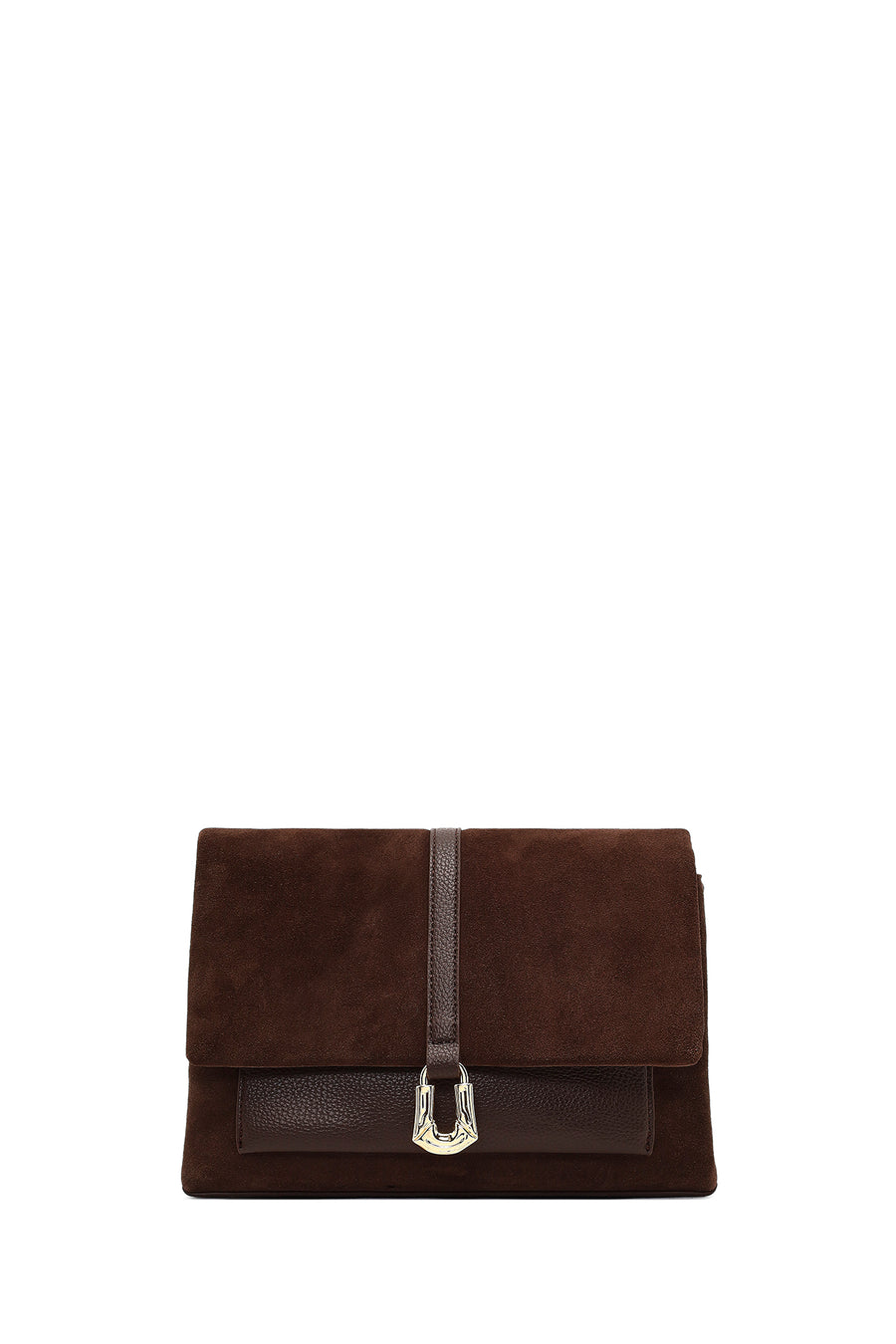 Woman Brown Long-Strap Suede Crossbody Bag