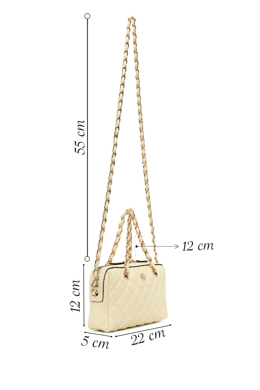 Woman Yellow Long-Strap Quilted Mini Crossbody Bag