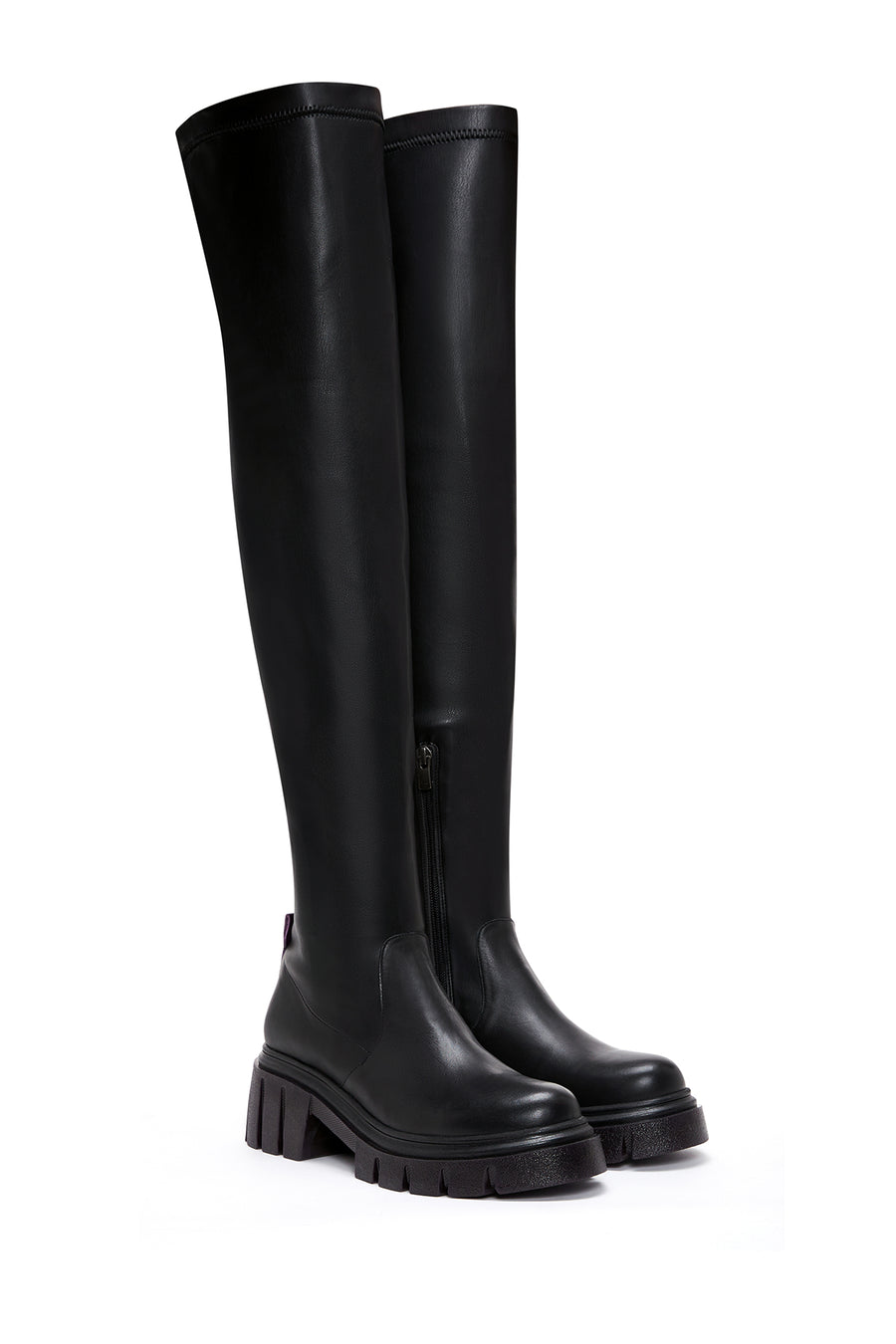 Women's Black Thick Soled Leather Boots