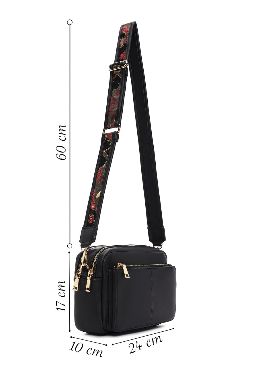 Women's Black Long Strap Crossbody Bag