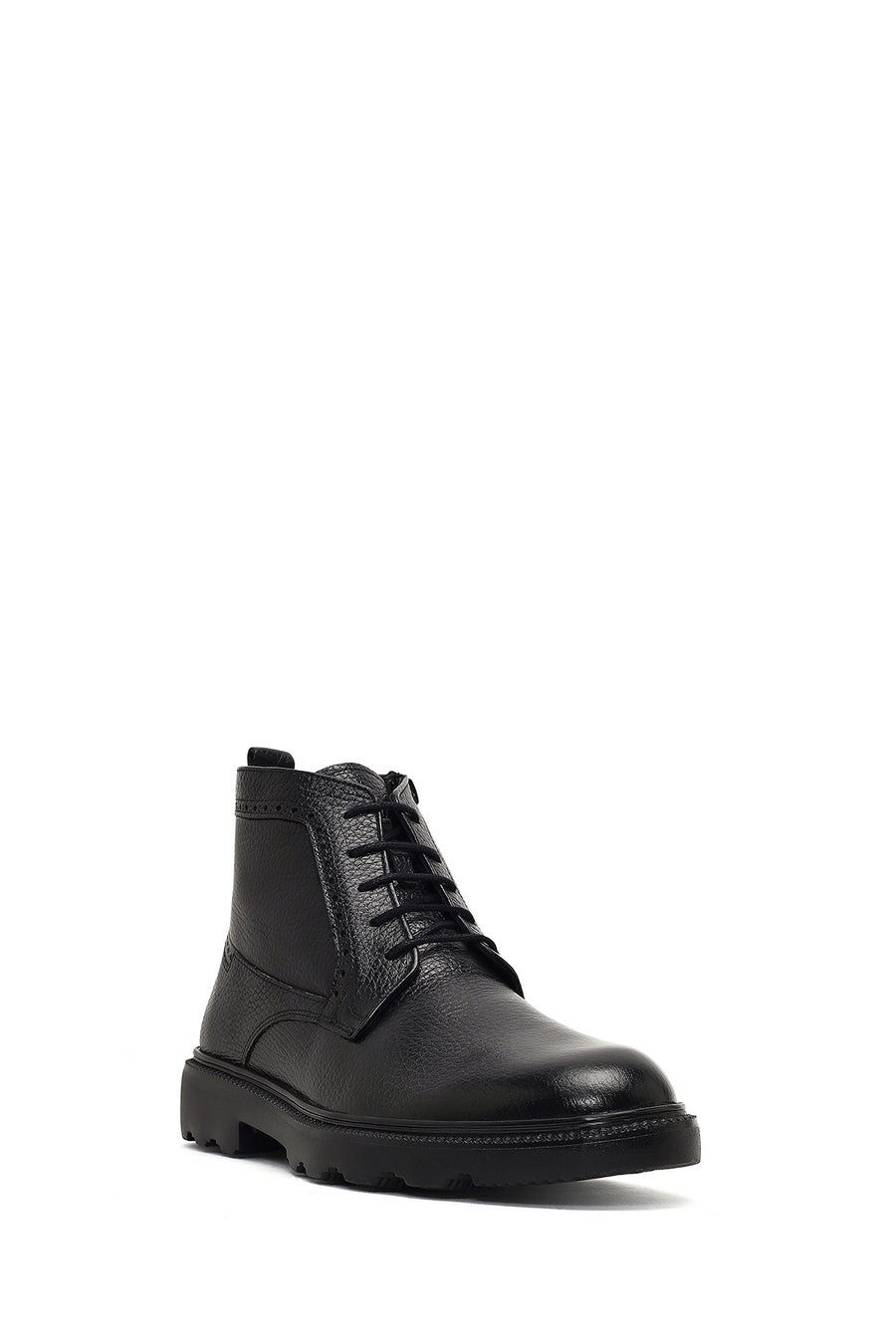 Men's Black Zippered Leather Casual Boot