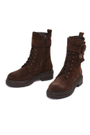 Women's Brown Zippered Suede Leather Boots | Derimod