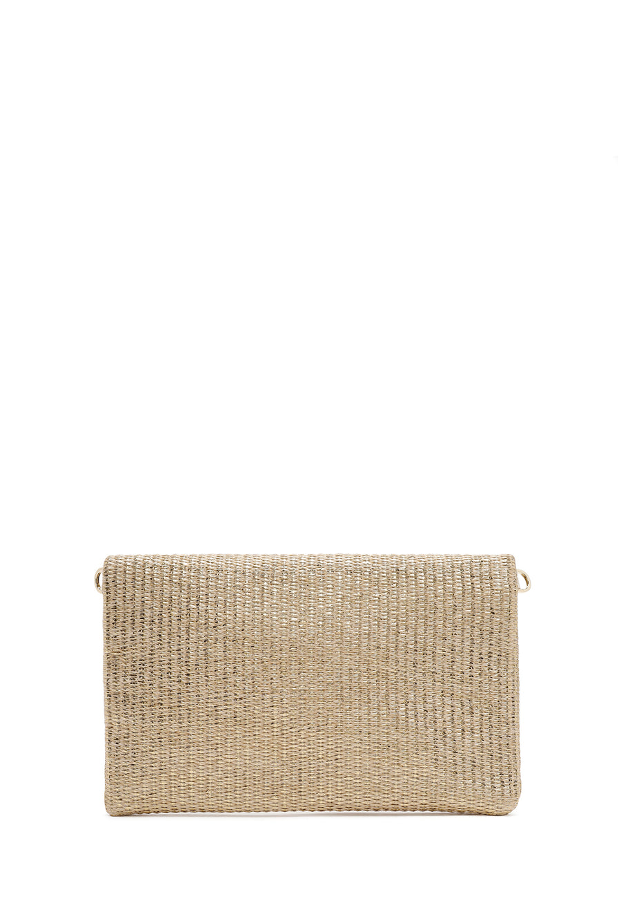 Women's Beige Long Chain Strap Straw Clutch Bag