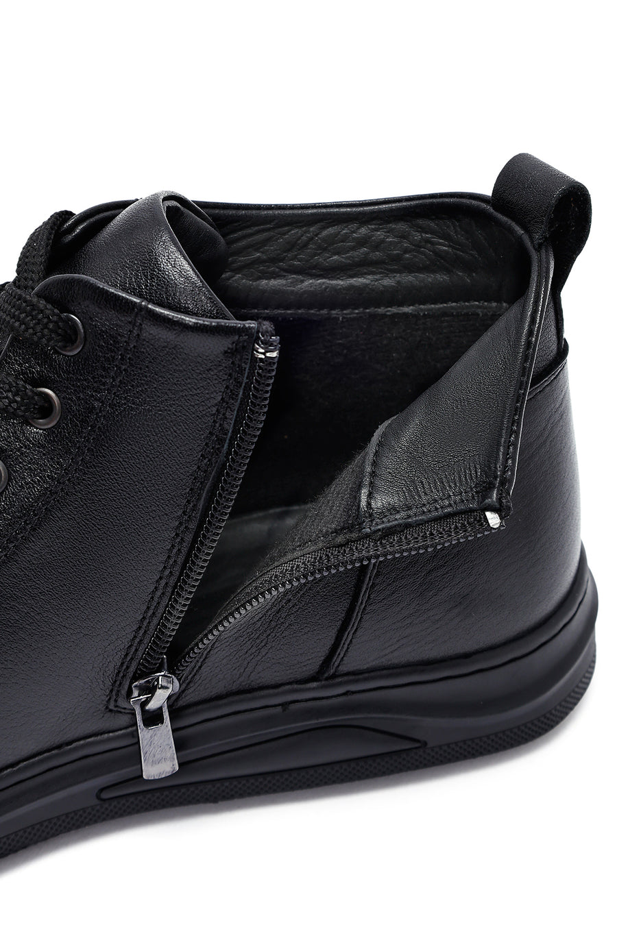Male Black Zip Closure Leather Sport Boots