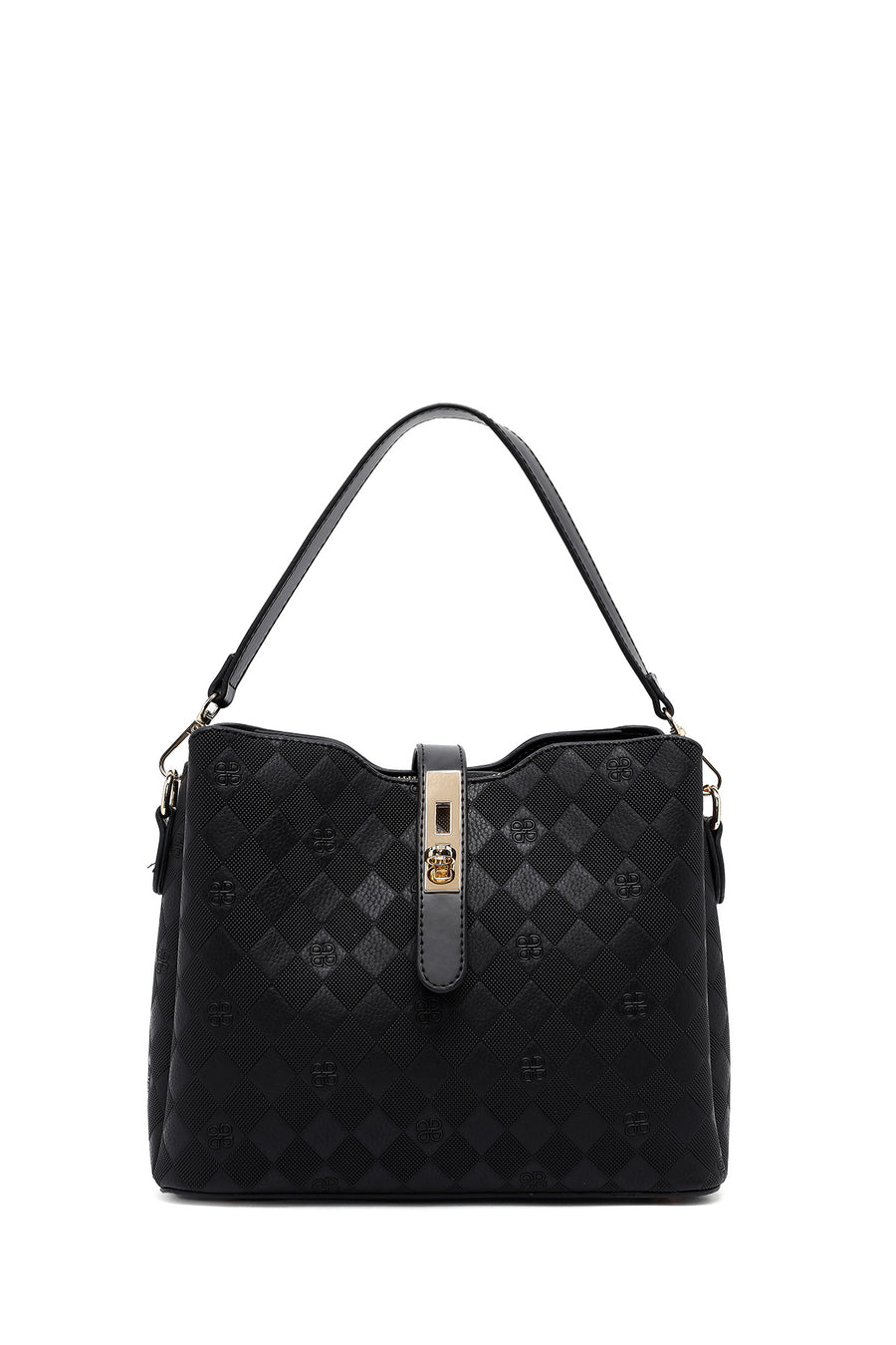 Women's Black Long Strap Printed Classic Shoulder Bag