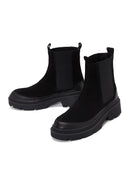 Women's Black Suede Leather Chelsea Boots | Derimod