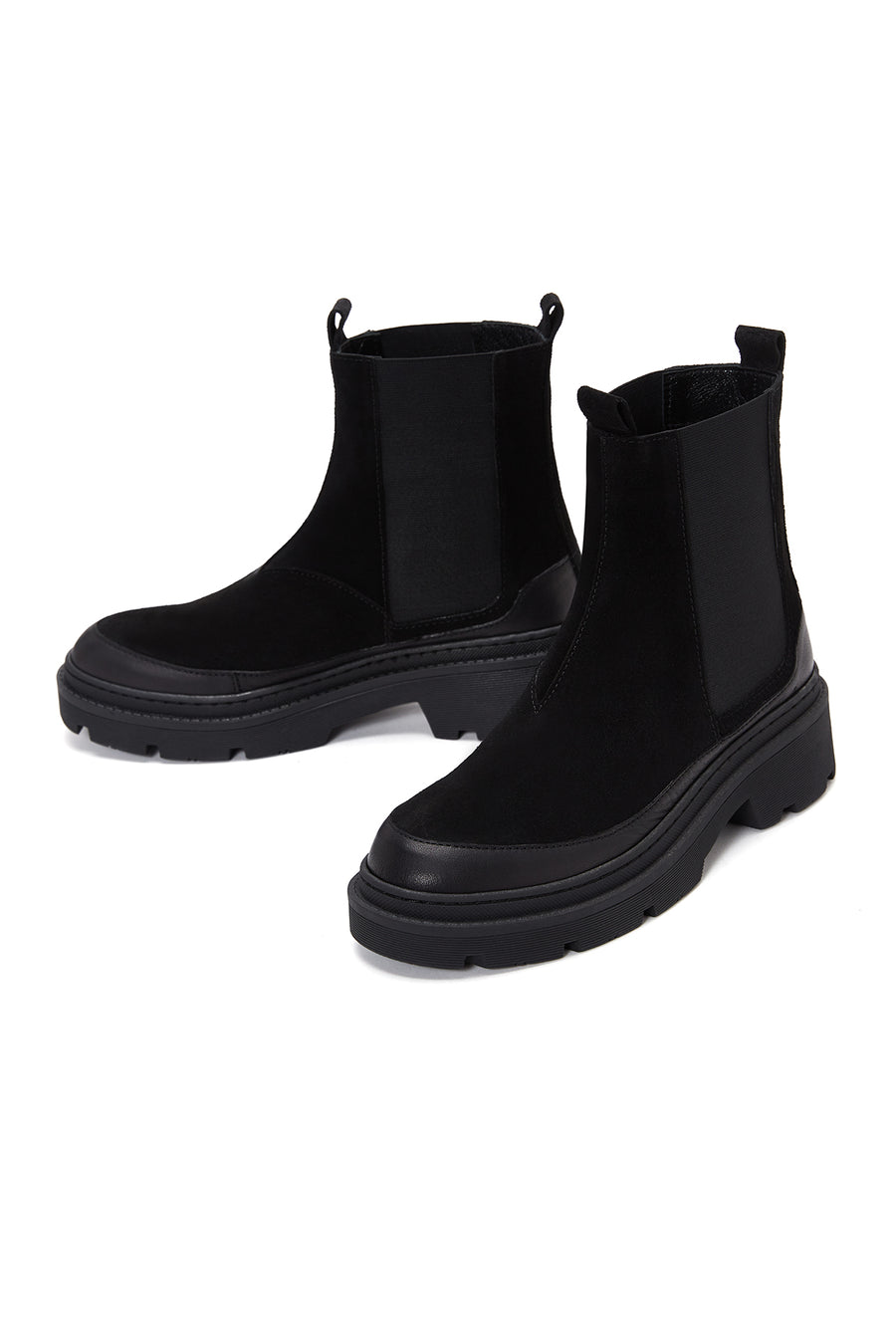Women's Black Suede Leather Chelsea Boots