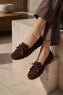Woman Brown Tasselled Suede Loafer | Derimod
