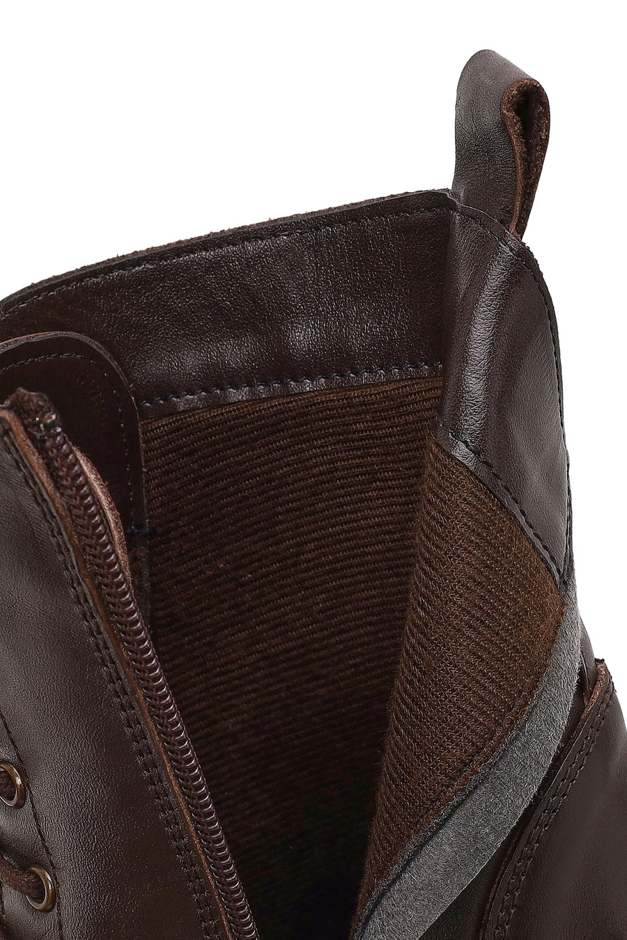 Woman Brown Zip Closure Thick-Soled Leather Combat Boots