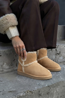 Woman Light Mink Suede Teddy Boots | Derimod