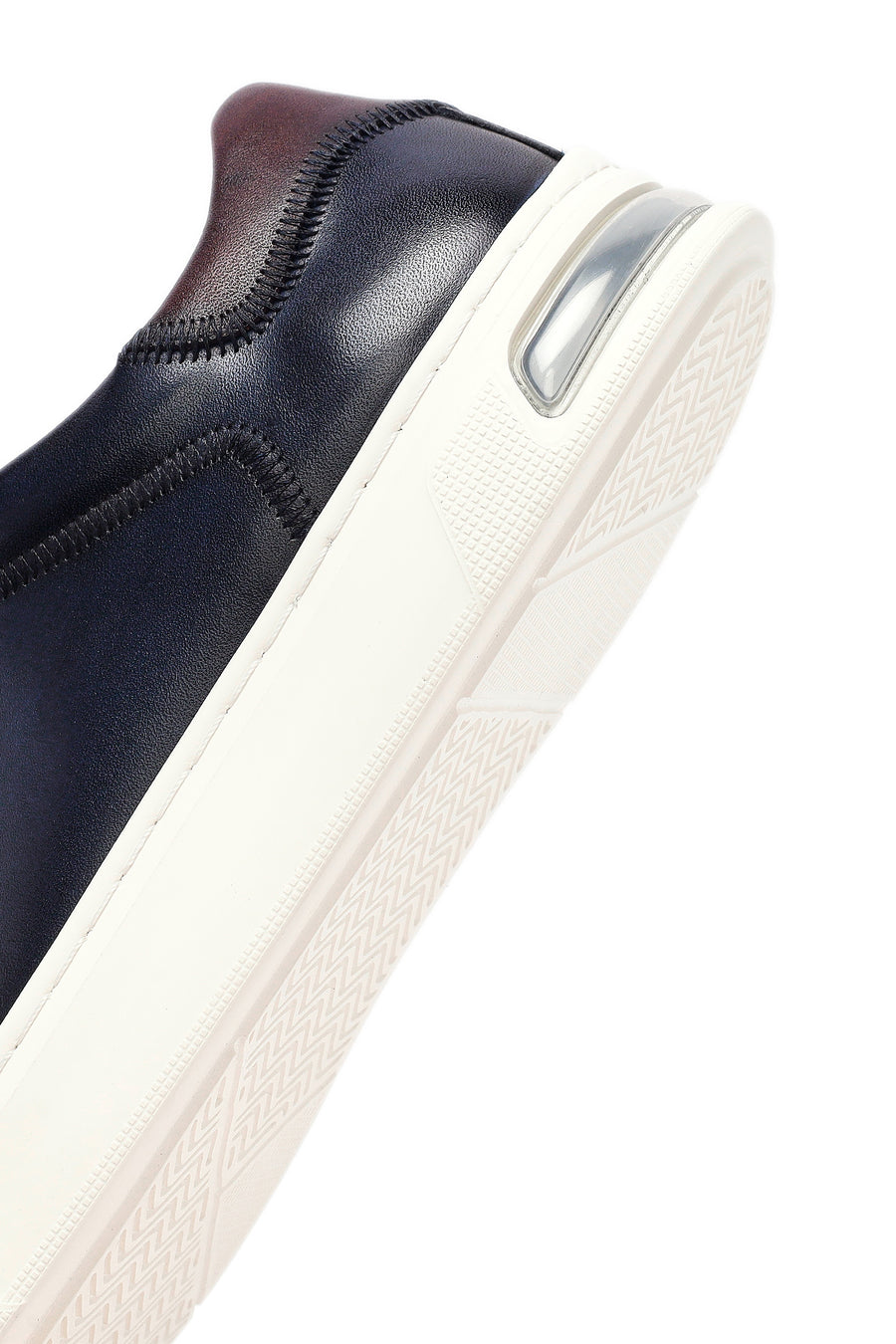 Erkek Lacivert Bağcıklı Deri Sneaker