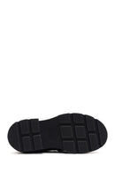 Women's Black Leather Thick Soled Masculine Loafer | Derimod