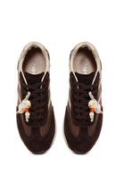 Woman Brown Lace-Up Charm Leather Sneaker | Derimod