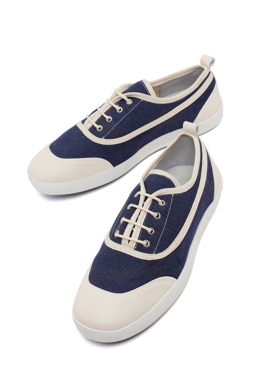 Kadın Mavi Bağcıklı Jean Deri Sneaker