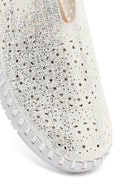 Woman White Fabric Comfort Shoes | Derimod